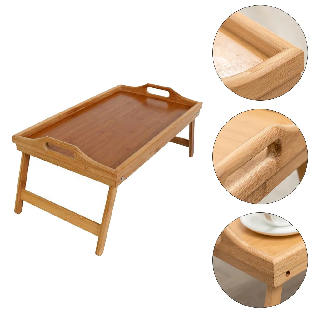 Multifunctional Foldable Tray Bamboo Desk Bed Tray Laptop Desk Breakfast Tray Serving Tray Portable Tray Computer Desk Dining 4