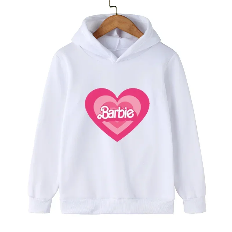 thumbnail image 1 of Sudadera con capucha de forro polar con estampado de dibujos animados de Barbie para niña, sudadera Kawaii de manga larga, ropa para bebé, primavera y otoño, 1 of 5