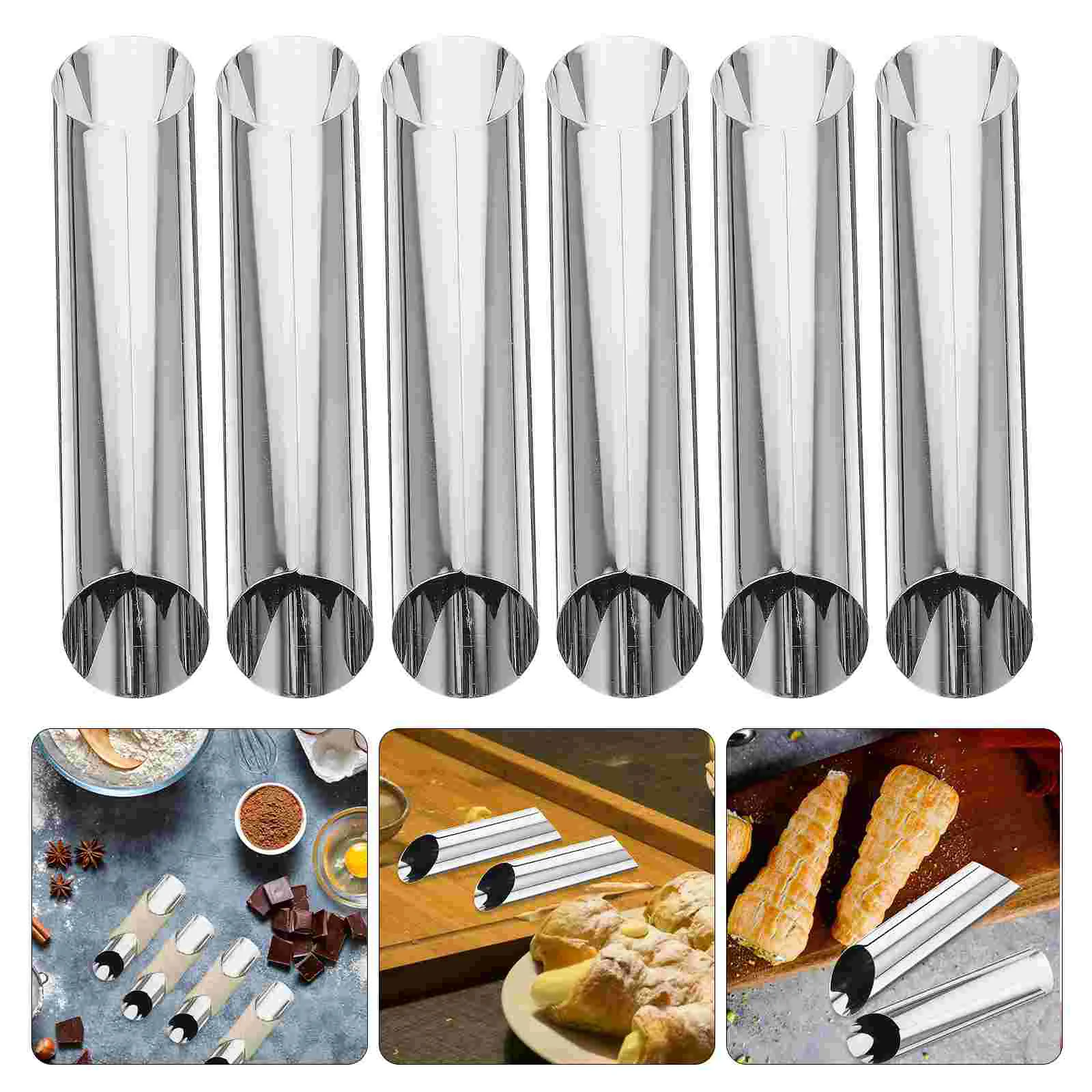 

10 Pcs Baking Mold Bread Making Tools Croissants Supplies Stainless Steel Cream Horn Pastry Molds Mould Bevel Moulds