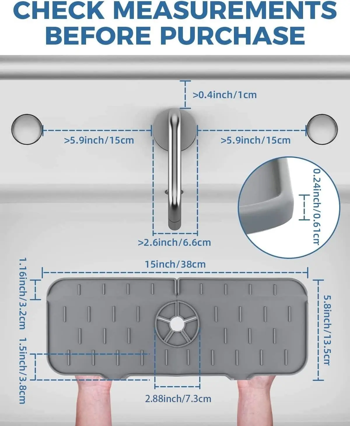 Kitchen Sink Splash Guard - Silicone Faucet Handle Drip Catcher Tray, Dish  Soap Dispenser and Sponge Holder Mat Behind Faucet, Kitchen Guard Gadgets  Sink Accessories for Kitchen Counter and Bathroom