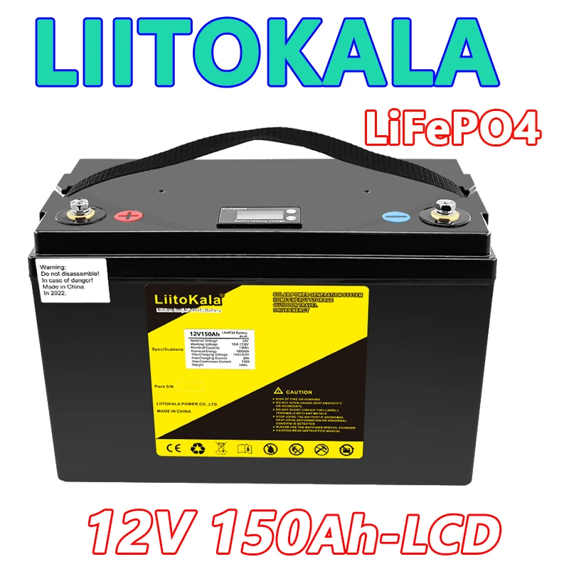 LiitoKala LiFePO4 Battery 12V90Ah 100Ah 12.8V120Ah/150Ah/200Ah/240Ah/300Ah For RV Campers Golf Cart Off-Road Off-grid