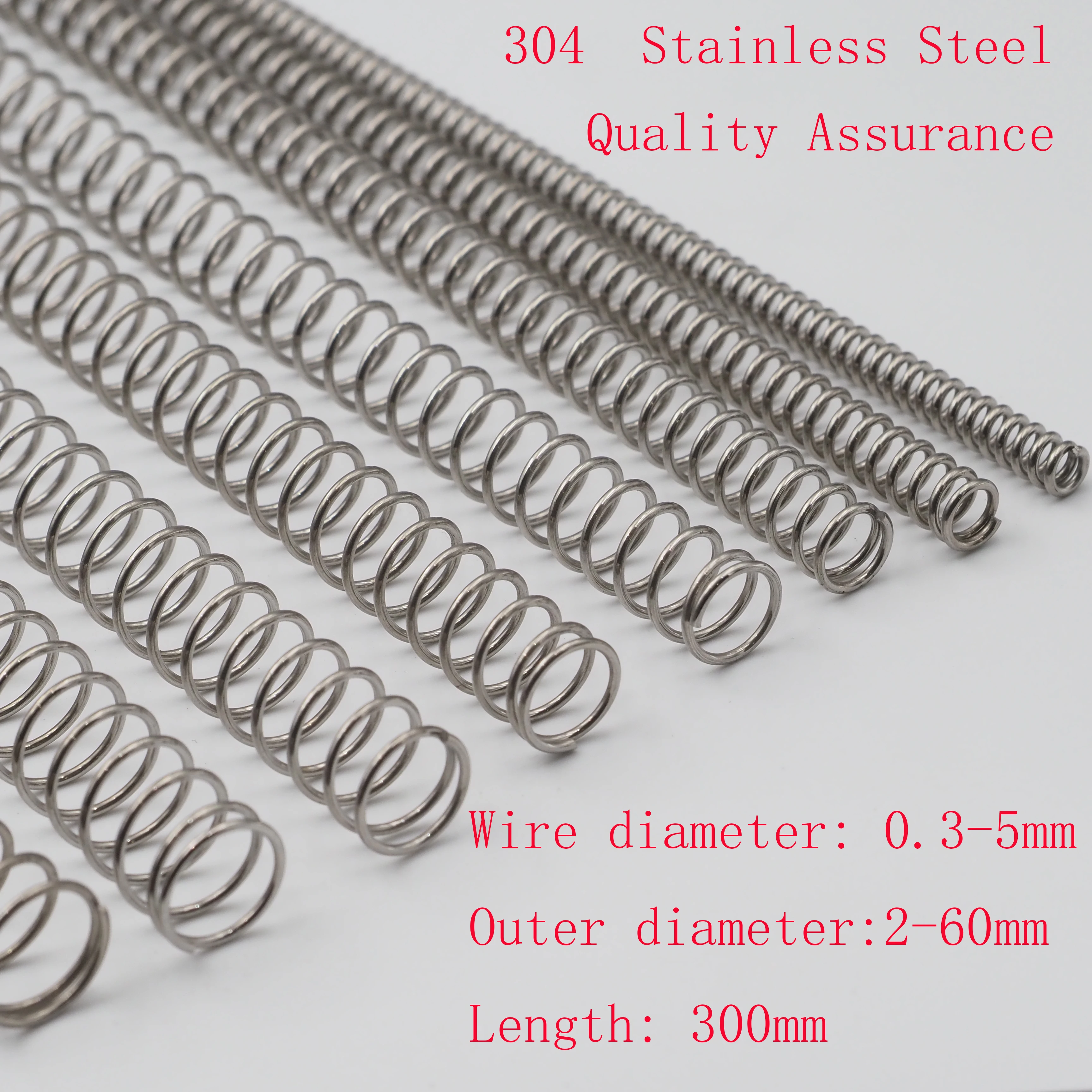 thumbnail image 2 of Spring Coil, Wire Diameter 0.8mm, OD 7mm, Length 50mm Stainless Steel Silver Extended Compressed Springs 10pcs 2 of 9