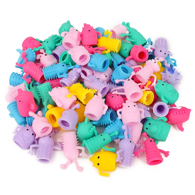10/20Pcs Cute Monster Puppets Finger Toy Kids Birthday Party Favors Pinata Filler Christmas Gift Soft Rubber Stretchy Fidget Toy