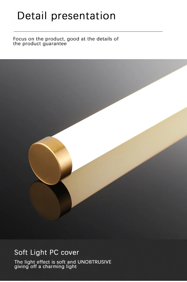 wall lights for bedroom Gold mirror front wall lamp Nordic  Simple bedroom bedside led wall lamp household study strip wall lamp gold wall lights