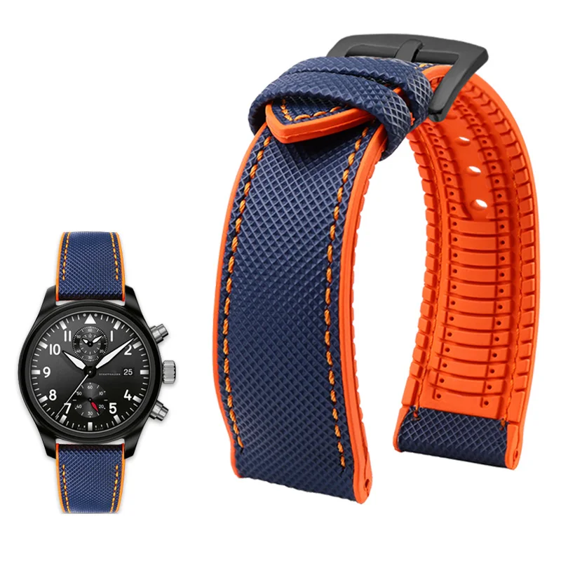 Durable Canvas Nylon Waterproof Watch Strap with Rubber Lining - Men's Watchband Accessories