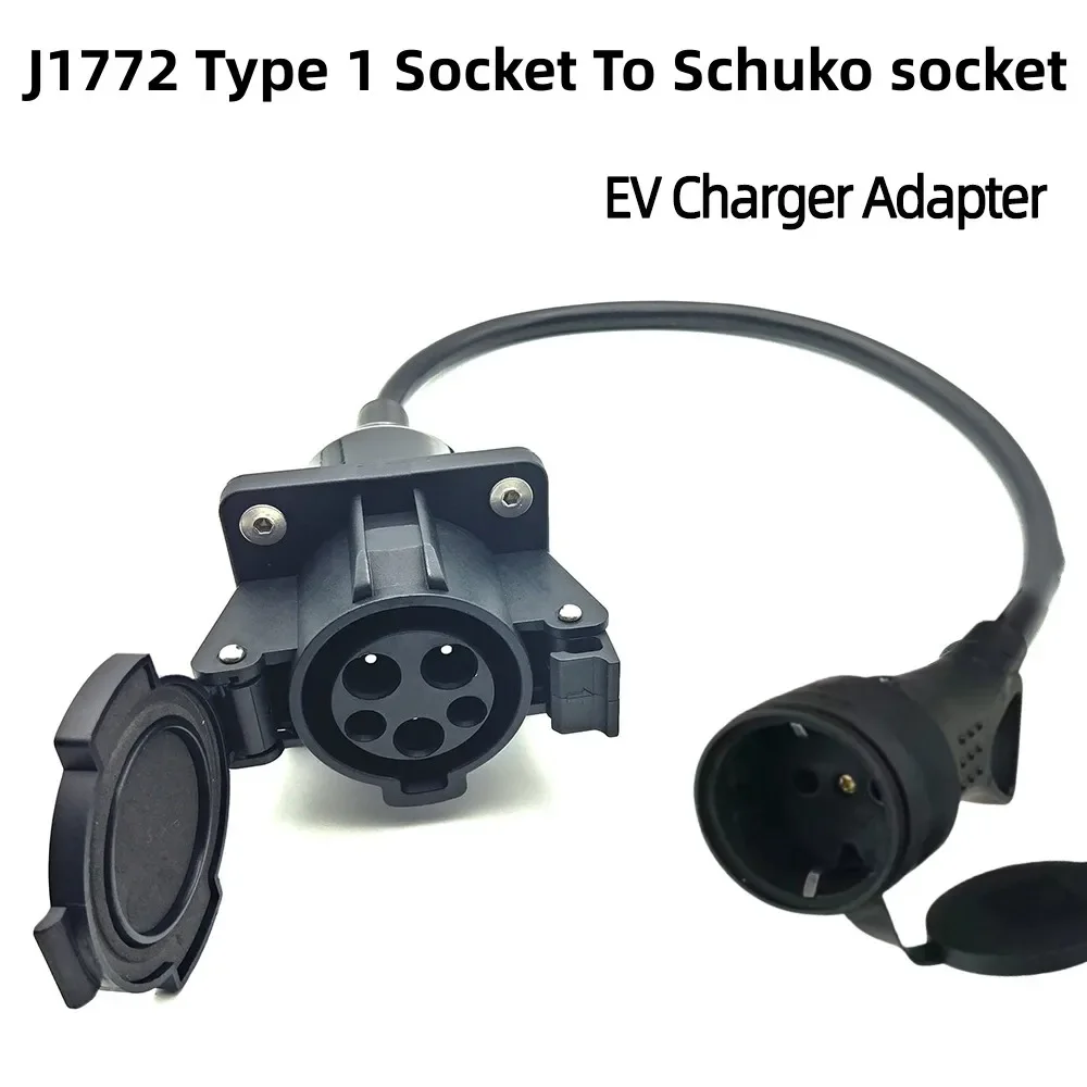 16A J1772 Type1 Socket To Schuko Socket EV Charger Adapter Cable for E-Bike/Scooter/One wheel EV Charger Adapter