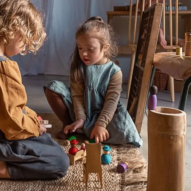 Together Rainbow Peg Dolls Handmade Wooden Toys Montessori Activity Open Ended Play Dolls Natural Montessori Toys for Children 5