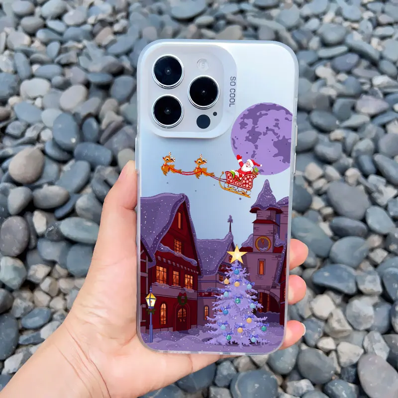 Schneelandschaft Weihnachten Handyhülle für iPhone 17 16 15 Pro Max 14 13 12 Mini 11 Pro Max 16 15 14 Plus Laser-Cover – Detail 4