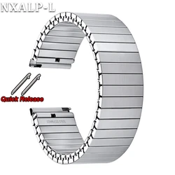 Enhanced Stainless Steel Elastic Stretch Watch Band - Quick Release Metal Expansion Wristband - S (Silver)