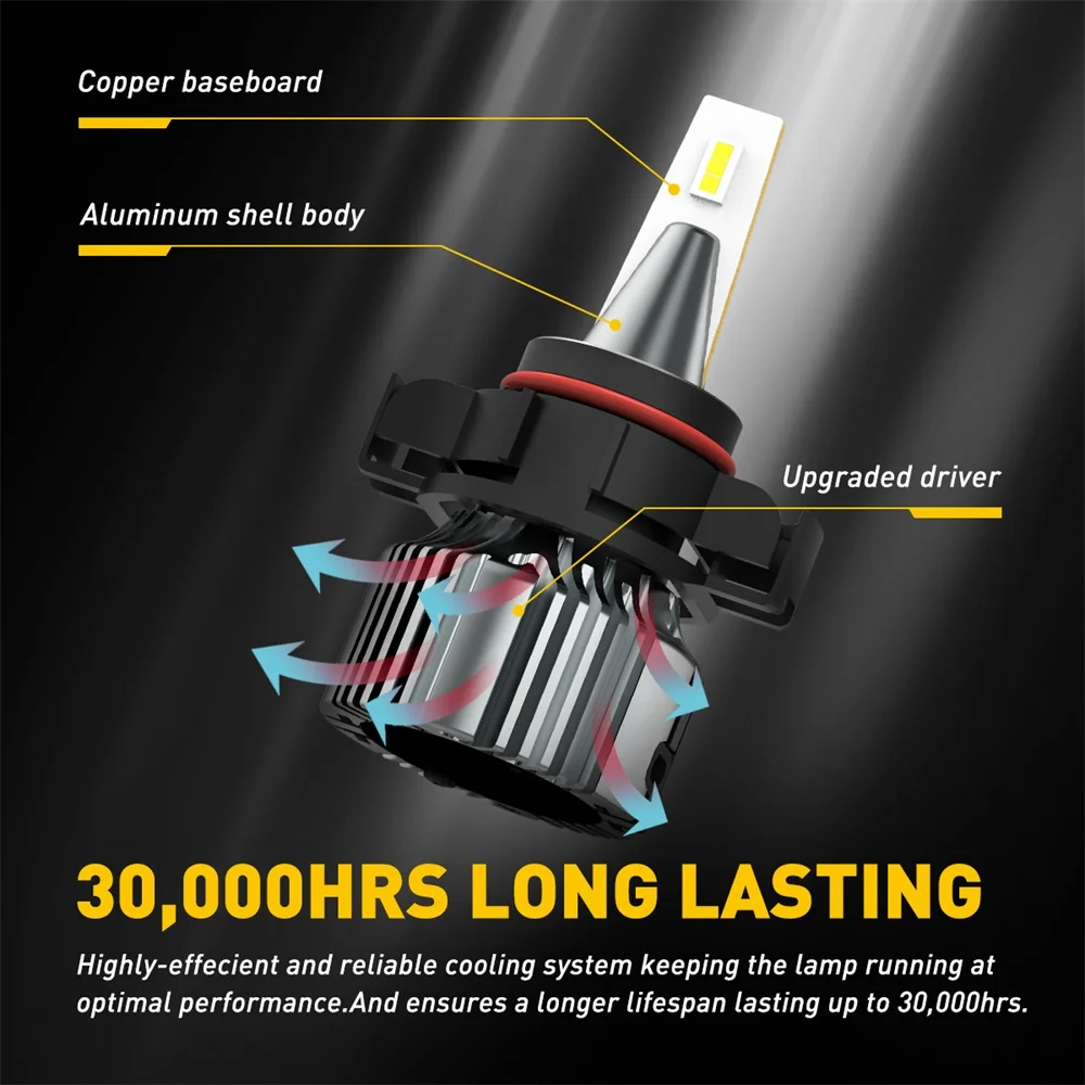 AUXITO 2Pcs CANBUS PSX24W LED Fog Light CSP H11 H8 H9 H16(JP) LED Fog Lamp Bulbs 3000K Yellow Foglamp DRL Car Driving Lamps