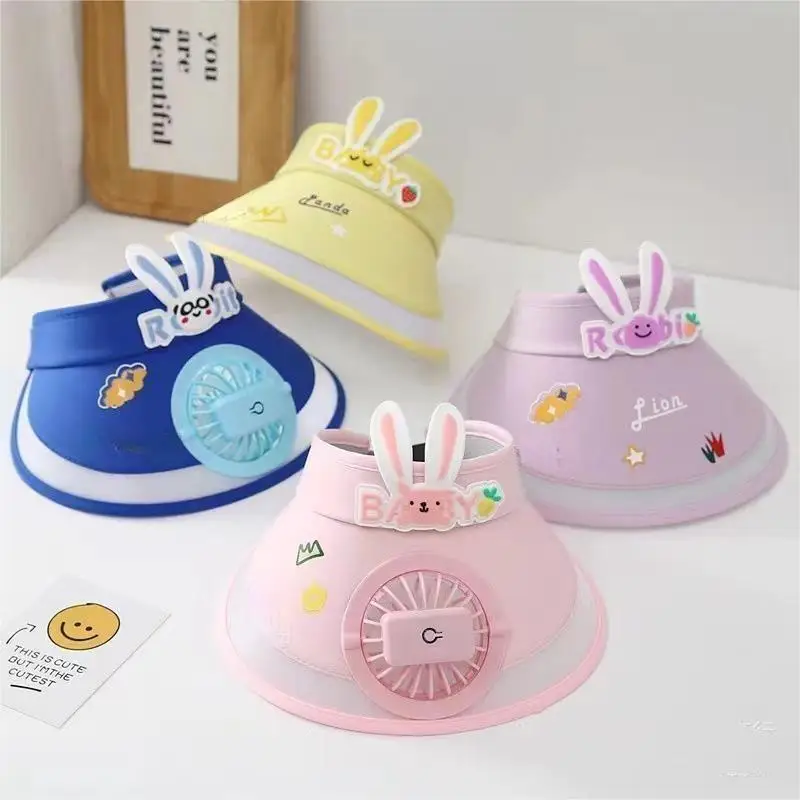 

New Children's Sunshade Hat with Fan Summer Sunscreen Cap Girl's Fashion And Leisure Sun Protection Girl's Empty Top