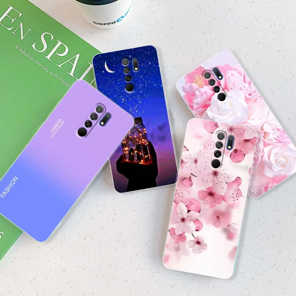 Elegant Watercolor Marble Transparent Silicone Soft TPU Case for 6.53-inch Smartphones - Protective Bumper Back Cover