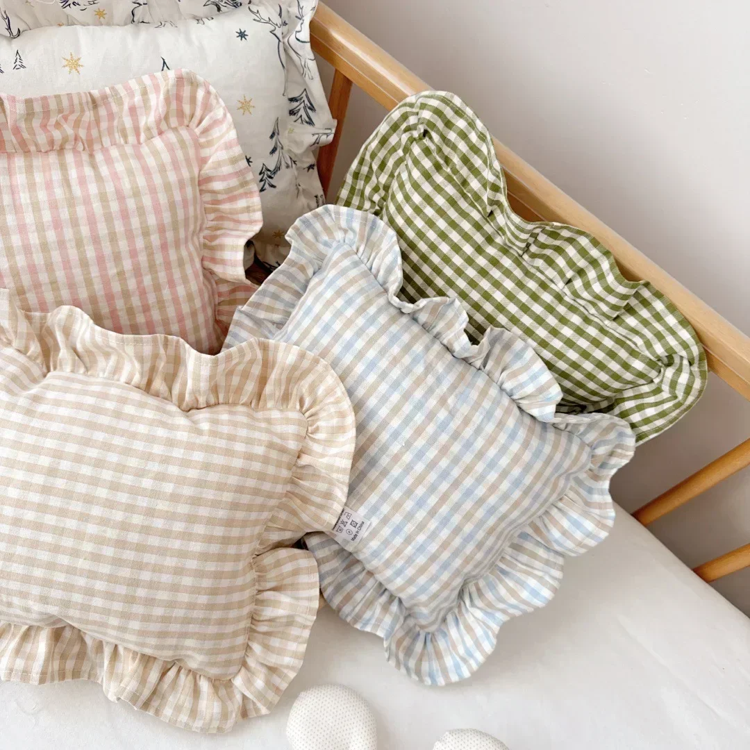 Nordic Style Cotton Baby Small Pillow 28x34cm with Ruffles Muslin Kids Cushion Baby Newborn Bedding Pillows Cushions Room 6