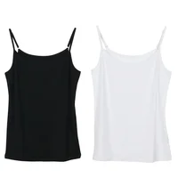 1/2 pièces été Sexy Camisoles pour femmes haut court chemise sans manches Sexy mince dame Bralette rembourré hauts sangle maigre gilet Camisole 6