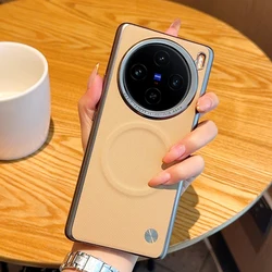 Electroplated Solid Color Textured Magnetic Shockproof Anti - Fingerprint Phone Case for VIVO X100 (Yellow)