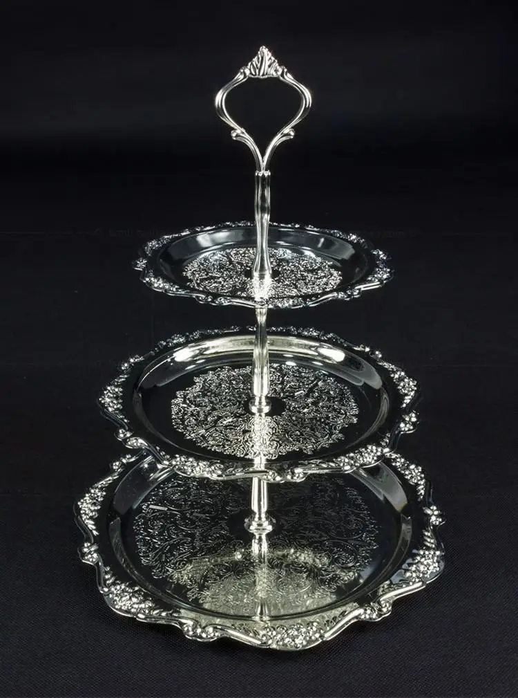 3 Tier Dessert Display Metal Durable European Style Cupcake Stand Fruit Plate for Wedding Party Cake Holder