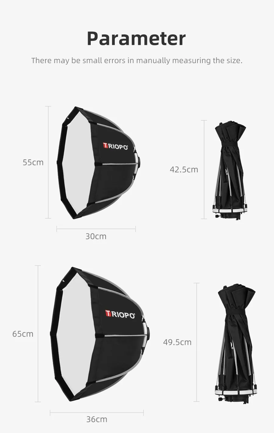 TRIOPO 65cm Octagon Umbrella Softbox with Honeycomb Grid For Godox V860II TT600