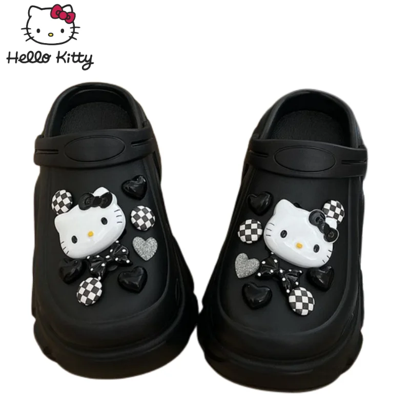 

Cute cartoon Hello Kitty personality thick-soled hole shoes women's summer new heightening non-slip beach sandals and slippers