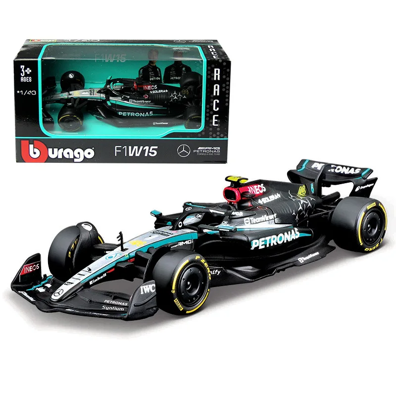 Bburago 1:43 Mercedes-AMG Petronas F1 Team W15 2024 #44 Hamilton #63 George Russell Alloy Car Die Cast Model Toy Collectible 5