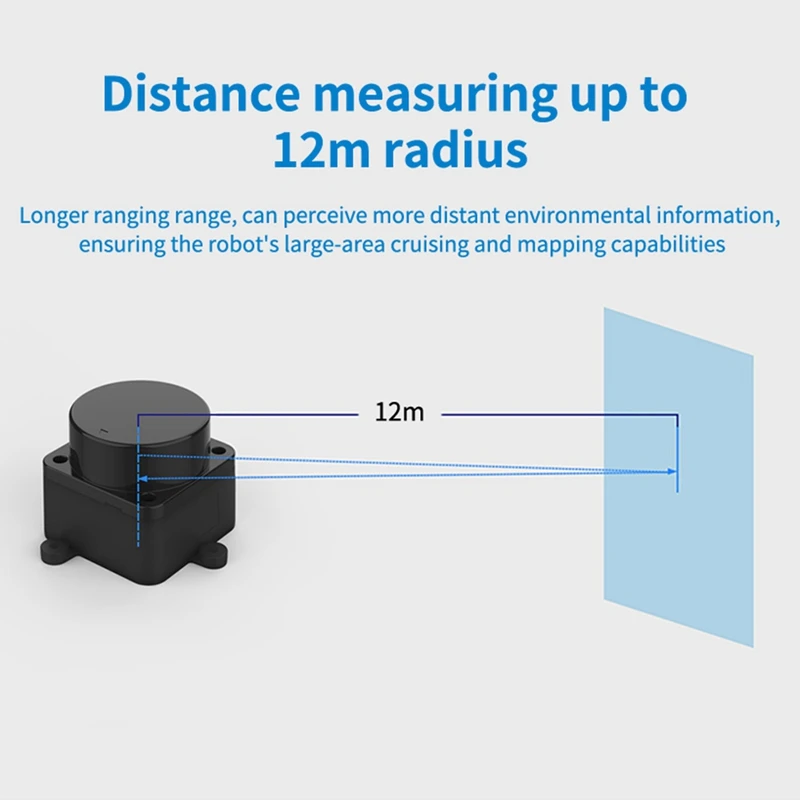 LD06 Lidar LD19 D300 DTOF 3D Scanner 12M Range 360° Black Support ROS ROS2 Raspberry Pi Jetson Robotics Mapping