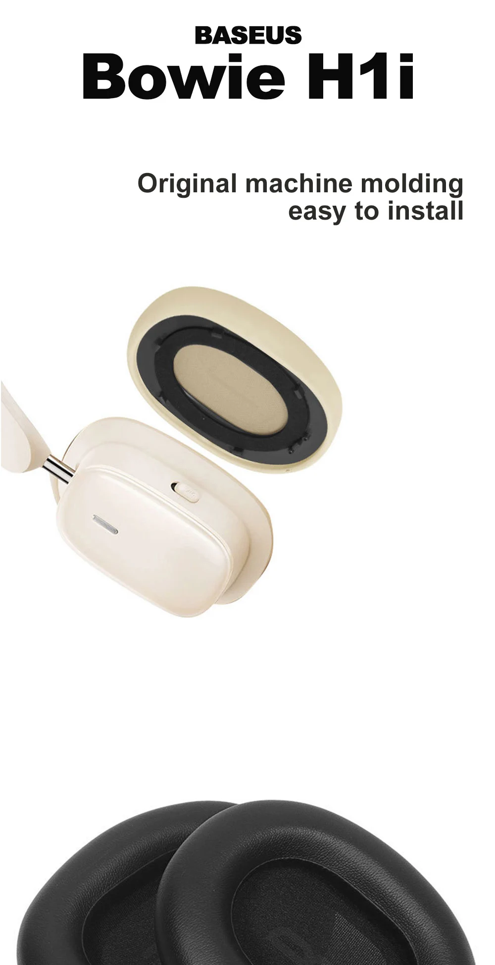 Earphone pads For BASEUS Bowie H1i replacement Earpads Mesh cloth Memory Covers Sponge Soft Protein