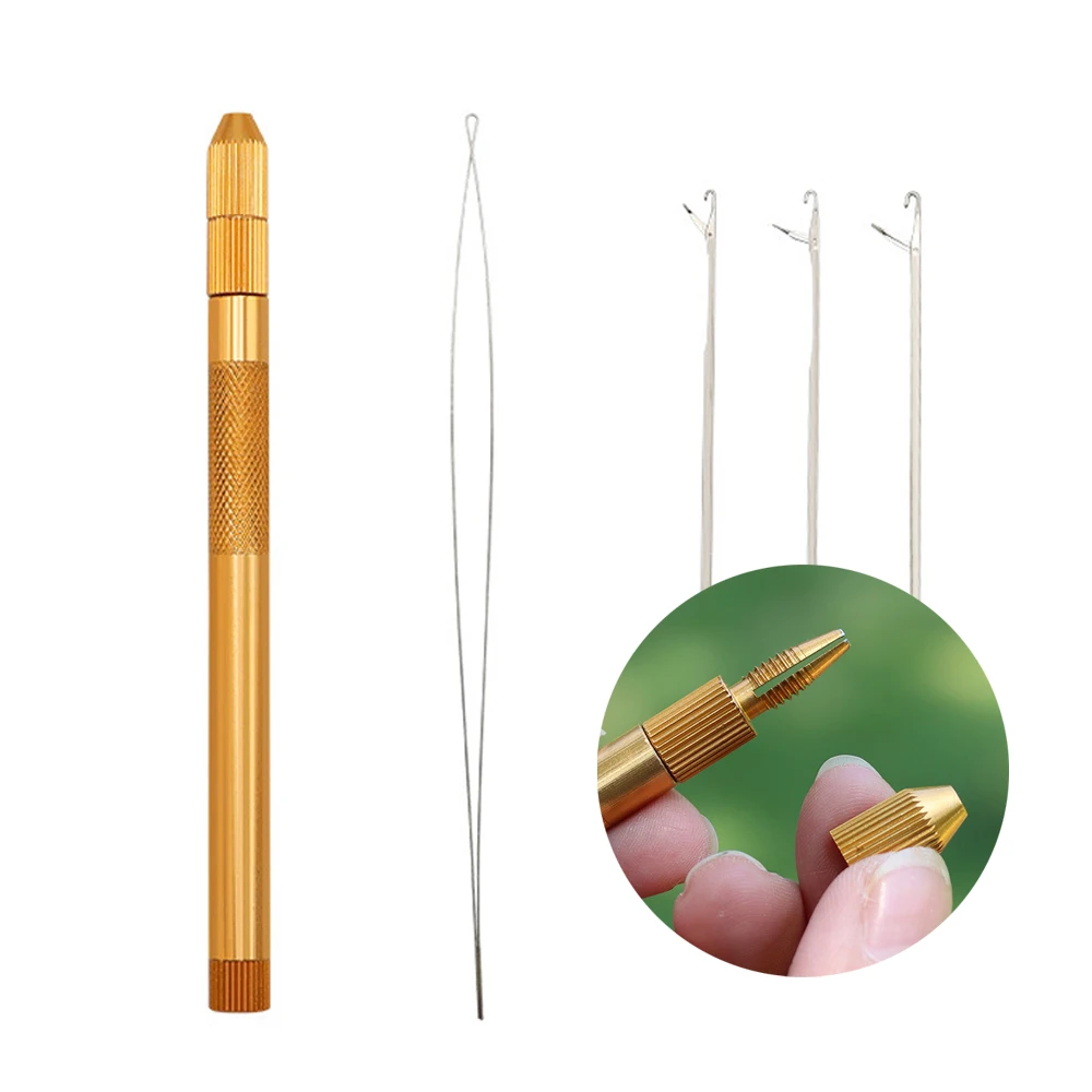 Aluminum Hook Needle Wig Making Tools Ventilation Needles For Lace Wigs Micro Ring Hair Crochet Needles Kit 3 Hook + 1 Loop crochet hooks lace wig needles