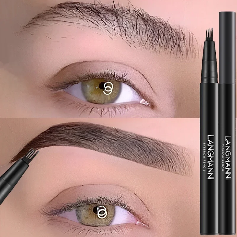 4 forchette matita per sopracciglia impermeabile lunga durata naturale nero marrone scuro liquido penna per sopracciglia donne occhi cosmetici trucco di bellezza