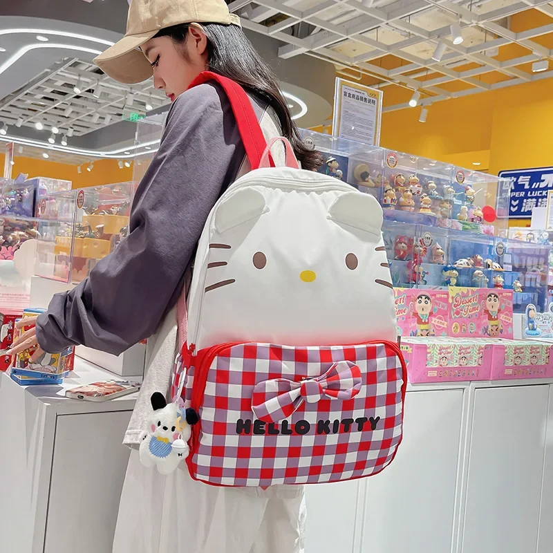 Hello Kitty Kawaii Sanrio Plaid Shoulder Bag Cute Cartoon Good