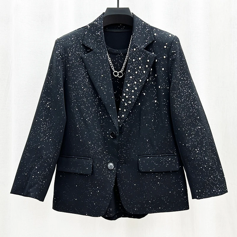 2024 Spring New Rivet Suit Men's High-End Fashionable Trendy Male Loose Comfort Single-Breasted Suit Coat Fashion Men's Clothes