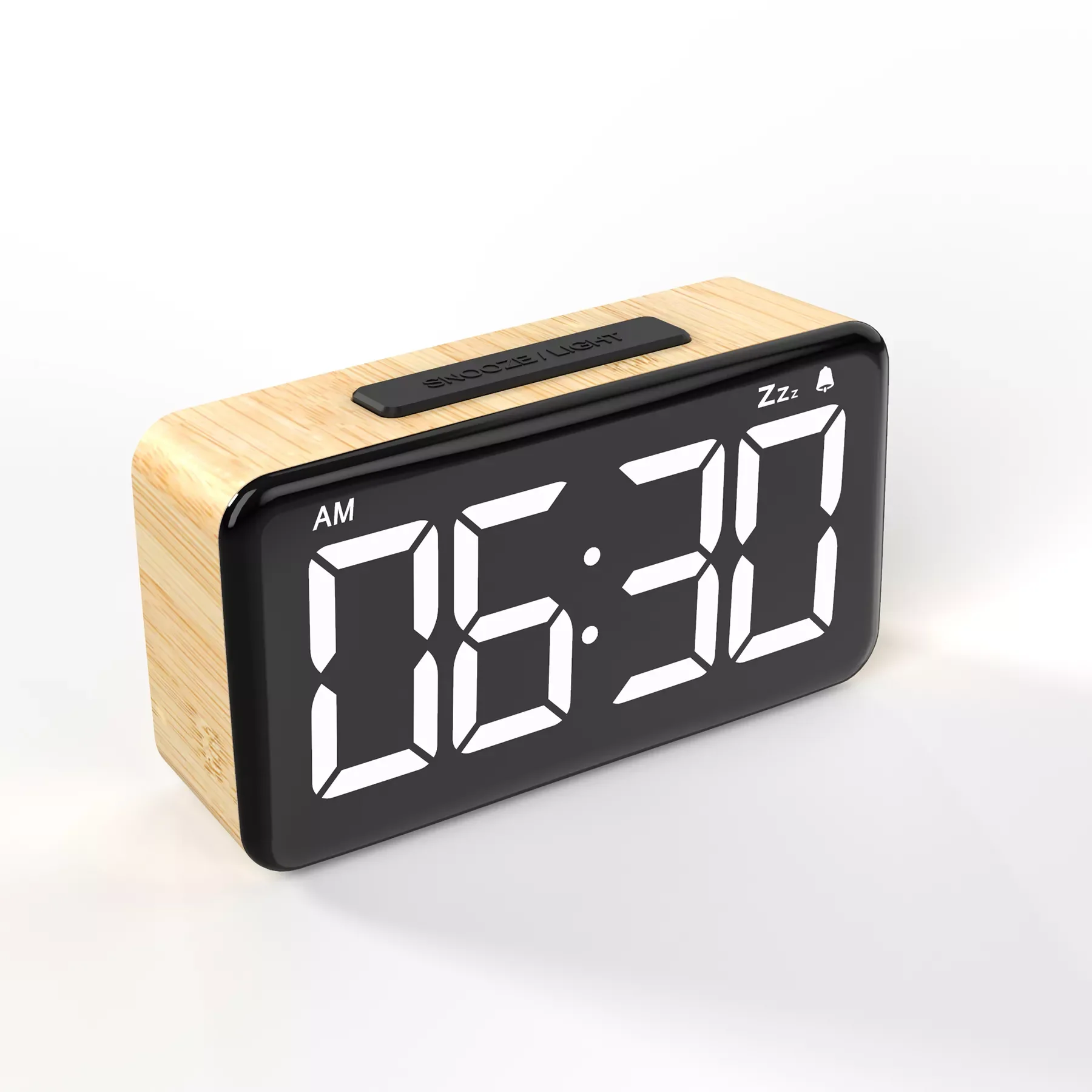 Reloj despertador de madera de haya de Snooze de mesa silenciosa redonda  pequeña hecha a mano con luz nocturna