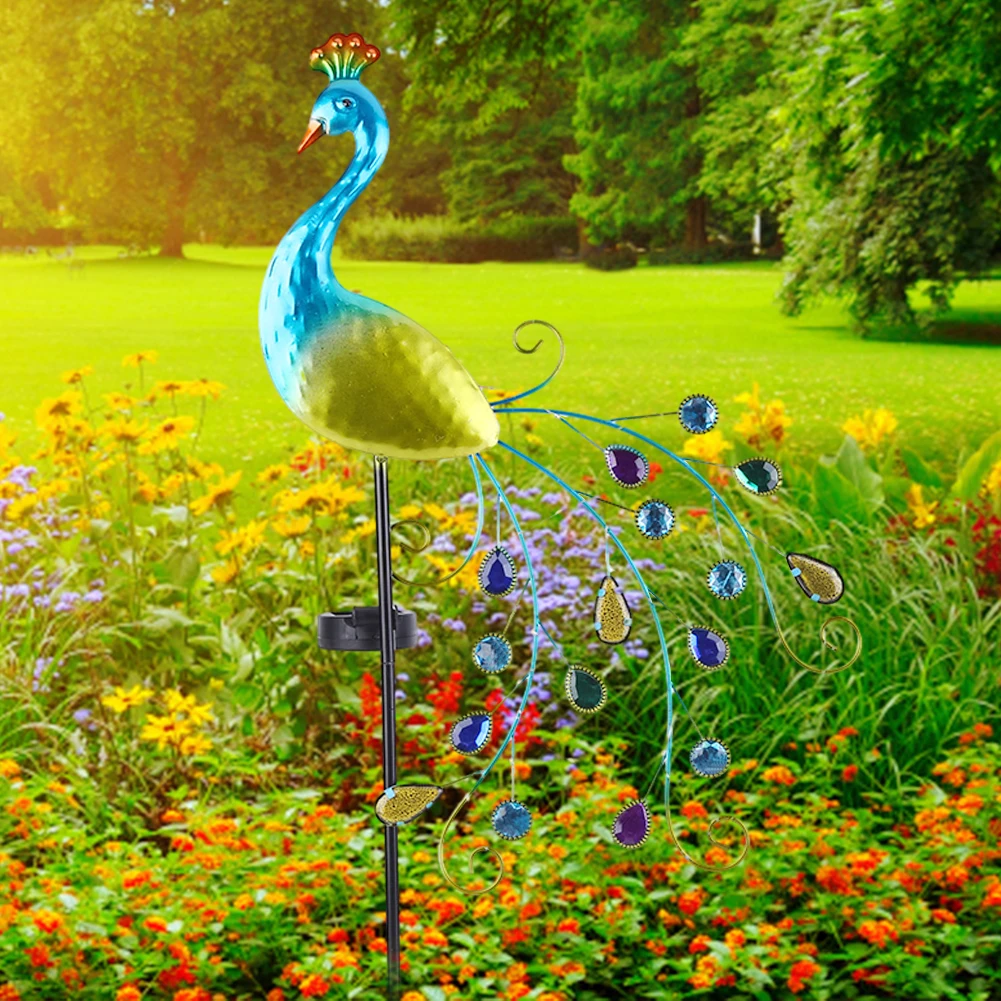Solar Peacock Garden Outdoor LED Lights LED Solar Lawn Lamp Waterproof Solar Pathway Light Retro for Courtyard Garden Path Lawn