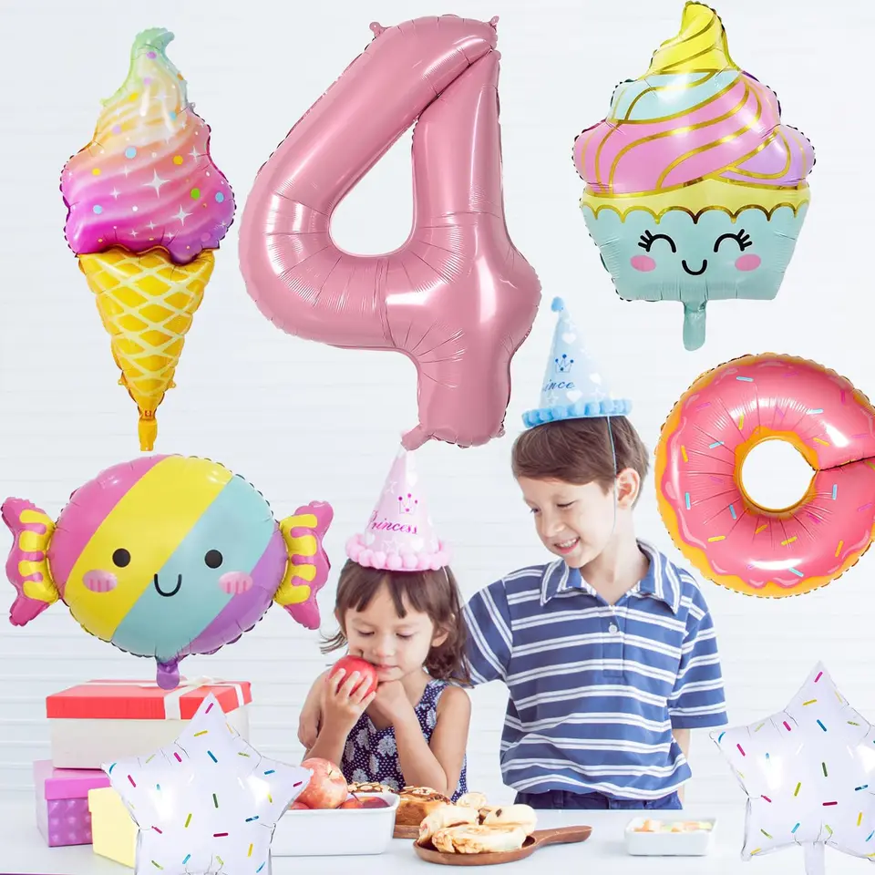 6 palloncini per gelato, gelato, ghiaccioli, caramelle, canne, palloncini da dessert, decorazioni per feste di compleanno a tema gelato  15