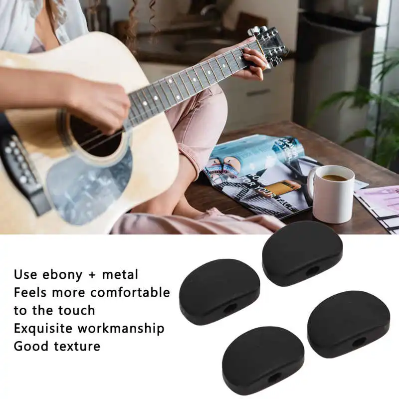Tuning Peg Buttons Durable Exquisite Workmanship Tuner Machine Head Button Environmental Friendly Ebony+Metal for Folk Guitars