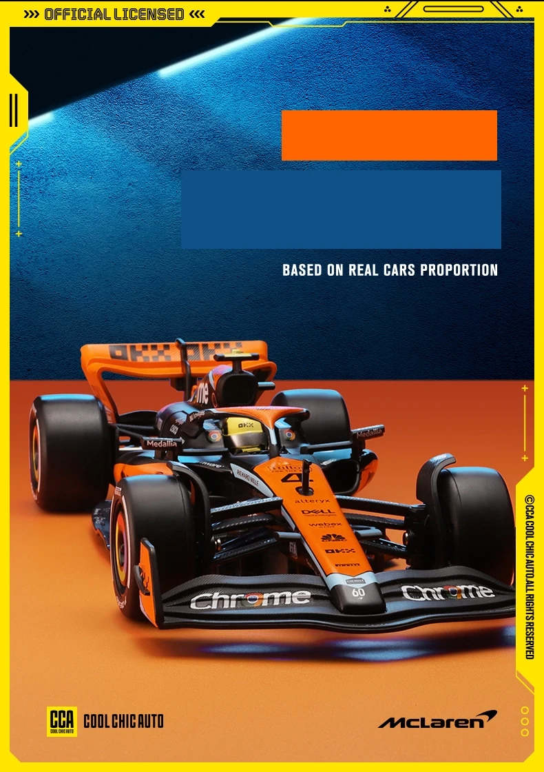 McLaren MCL60 2023 F1 Yarış Aracı 1/24 Ölçekli CCA Diecast Model Araba 