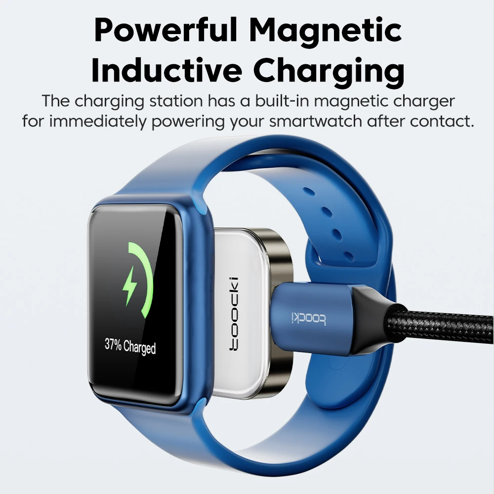 Toocki Wireless Portable Charger USB Type C Charging Dock Station Apple Watch Charger For Apple Watch 7 6 5 4 Se 3 Series
