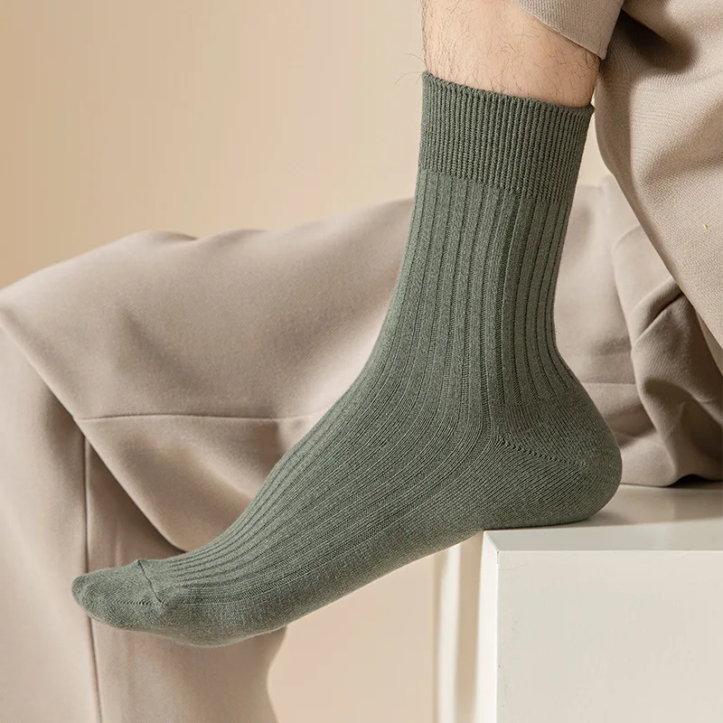 Mens Crew Socks - 3 Pairs Black  White Casual Cotton Streetwear