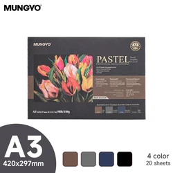 MUNGYO Premium Chalk Pastel Painting Book - High Cotton, Textured, Double - Sided, Easy Color Application, 160g Paper (A3DA dark color)