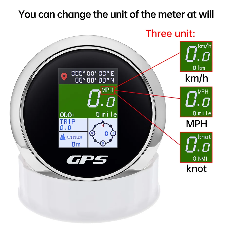 Giwnhvx Digitale GPS-snelheidsmeter voor boot, auto, met GPS-antenne