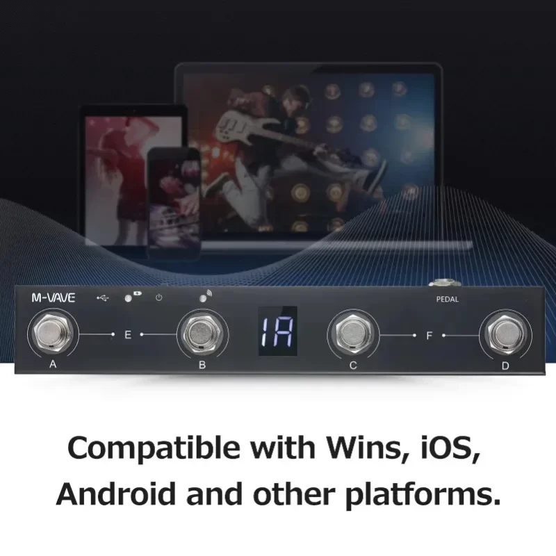 M-VAVE Chocolate MIDI Controller Rechargeable 4 Button MIDI Controller Pedal APP Control for Wireless Transmission System