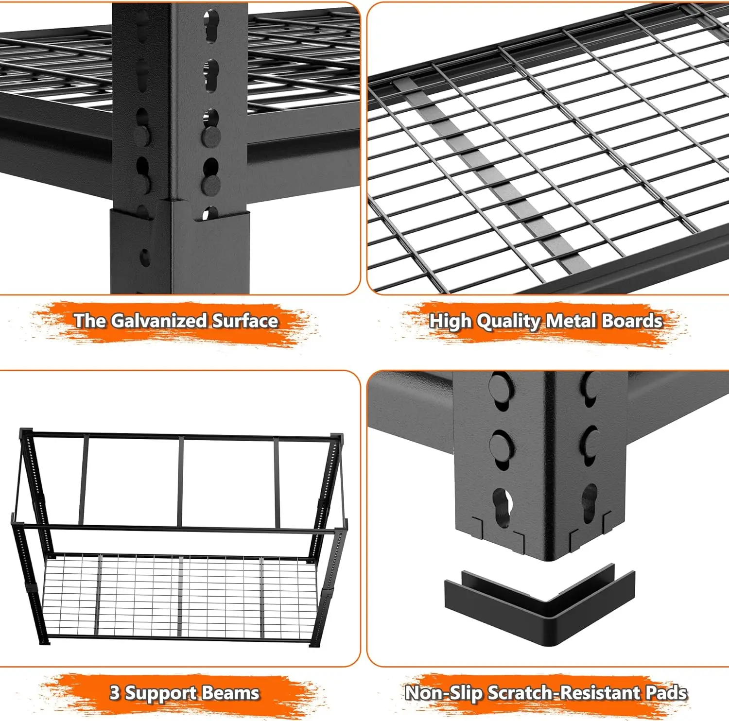 Garage Shelving, 3300 LBS Capacity Storage Shelves Heavy Duty 5 Tier Adjustable Metal Organizer Wire Rack 60"L x 24"W x 78"H 5