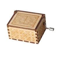 Sleeping Lion Music Box, Hand Crank Wooden Vintage Laser Engraved Small Birthday Valentine Tabletop Decor Gifts For 2
