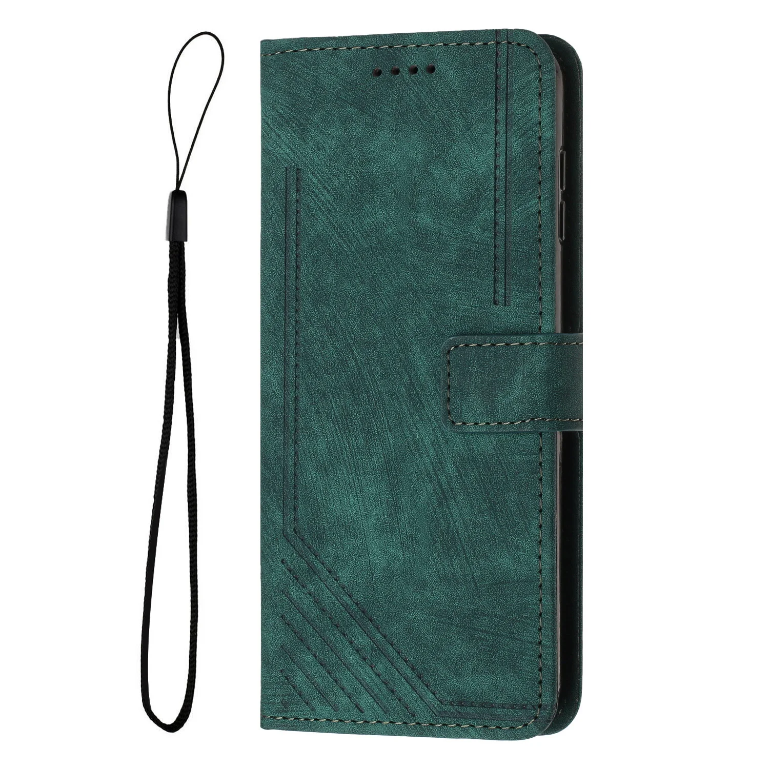 Geometric Line Art Leather Wallet Case with Card Holder