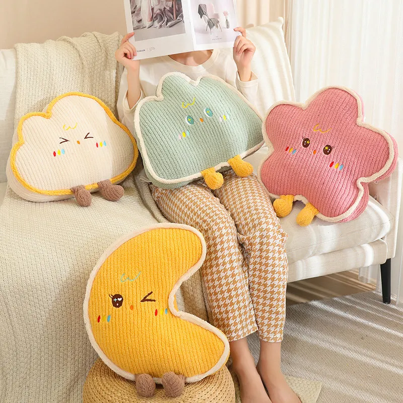 Cute Home Decoration Cartoon Plush Pillow Natural Series Plushies Pillow Cushions Moon Star Cloud Grass Soft Toy Kawii Gift 2