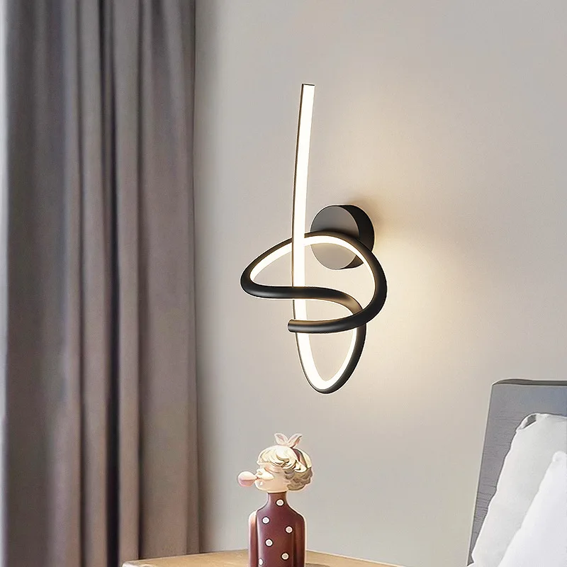 

Modern LED Spiral Wall Lamps Aluminium White Black Bedroom Bedside Wall Light Living Room Dining Room Aisl Hallway Musical Notes