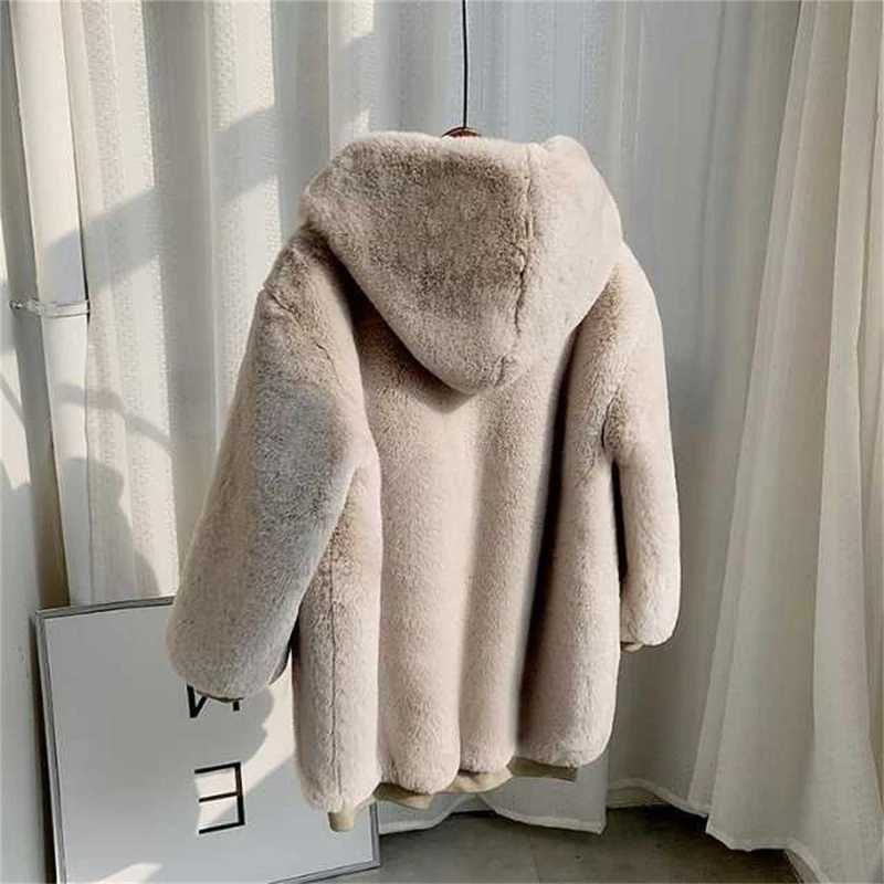 Women's Autumn Winter Fashion Warm Plush Coat Faux Fox Fur Jacket Elegant All-Match Long Solid Zipper Fluffy Faux Fur Teddy Coat