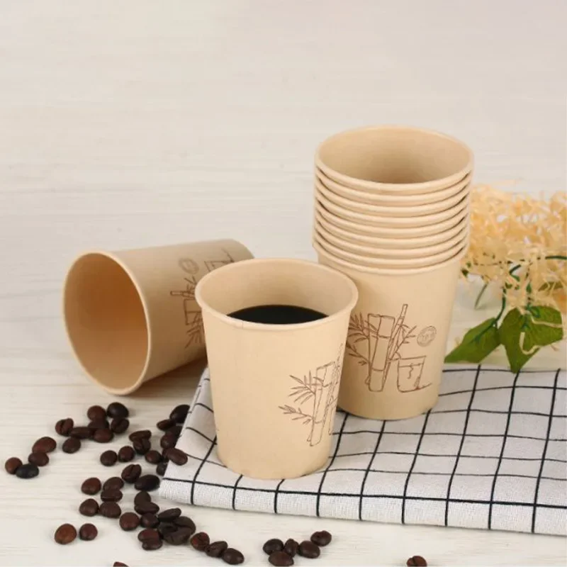 Thickened Paper Fiber One-time Use Cups Office Food Grade Water Cups Bamboo Fiber 50 Pieces Set Disposable Tableware