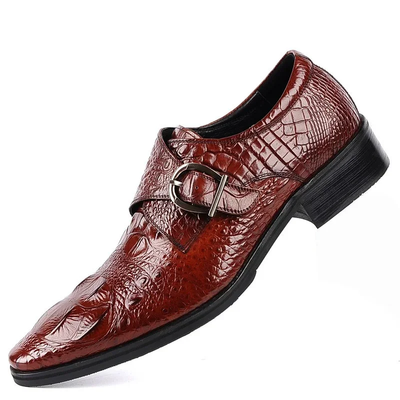 Men's Derby Shoes Business Loafers Gentleman Dress Shoe Faux Crocodile Pattern Leather Designer Shoes for Men Wedding