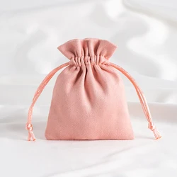 Luxurious Green Velvet Jewelry Gift Pouches - Set of 10 - 12x16ccm (Pink)