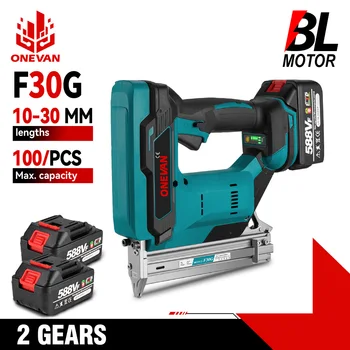 ONEVAN Brushless Electric Nail Gun F30G Stapler Nailer Cordless 2Gears Concrete Nail Gun Woodworking Lithium Battery For 21V
