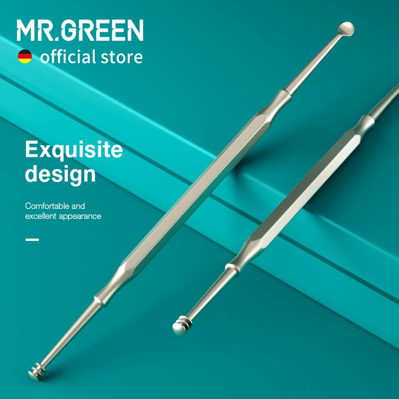 Head MR.GREEN Double Ear Wax Removal Ear Cleaner Double End Earwax Remover 360° Cleaning Ear Pick Stainles           wax_voghion.com